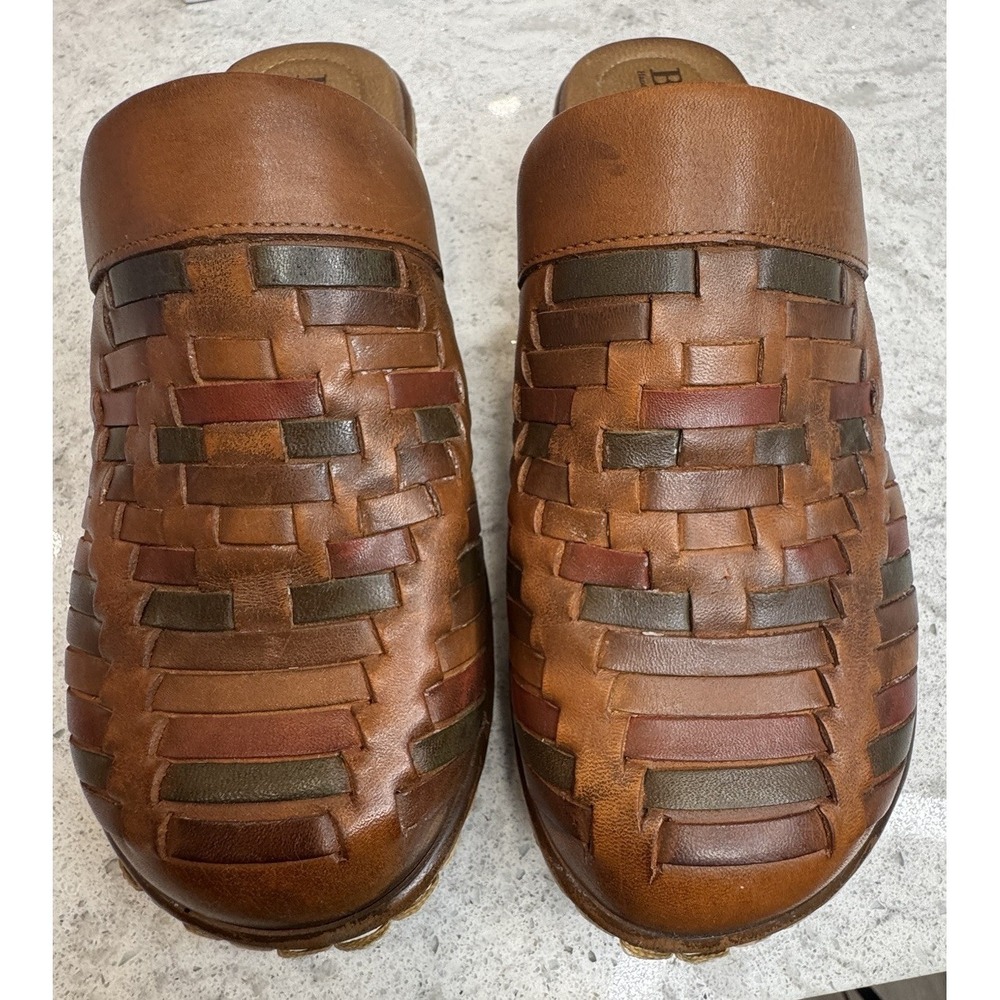 Born Womens Yucatan Multi Color Woven Slip On Clogs Mules Leather Upper Size 9 - Picture 3 of 16